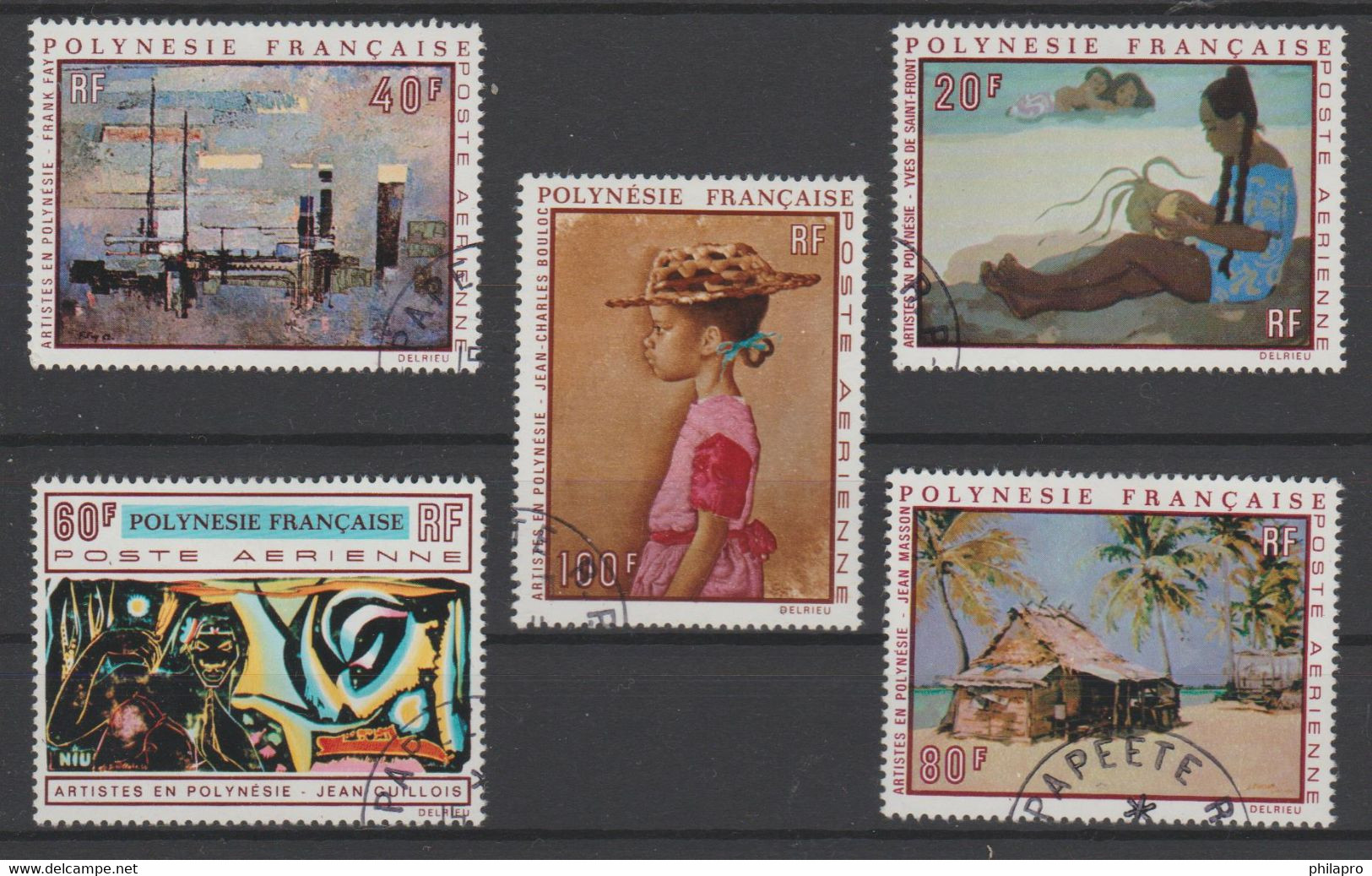 POLYNESIE   1974  TABLEAUX  Used  Complete Set  Yvert N° PA  40/4 Réf   R284 - Usati