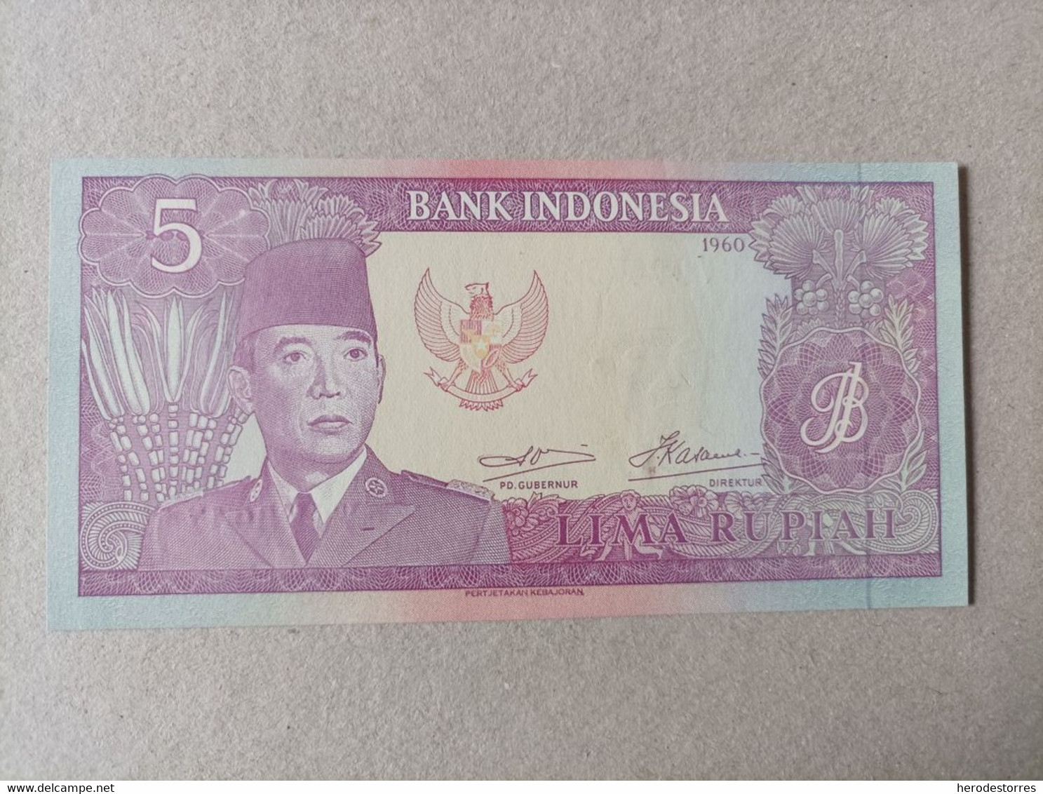 Billete De Indonesia De 5 Rupias, Año 1960, UNC - Indonésie