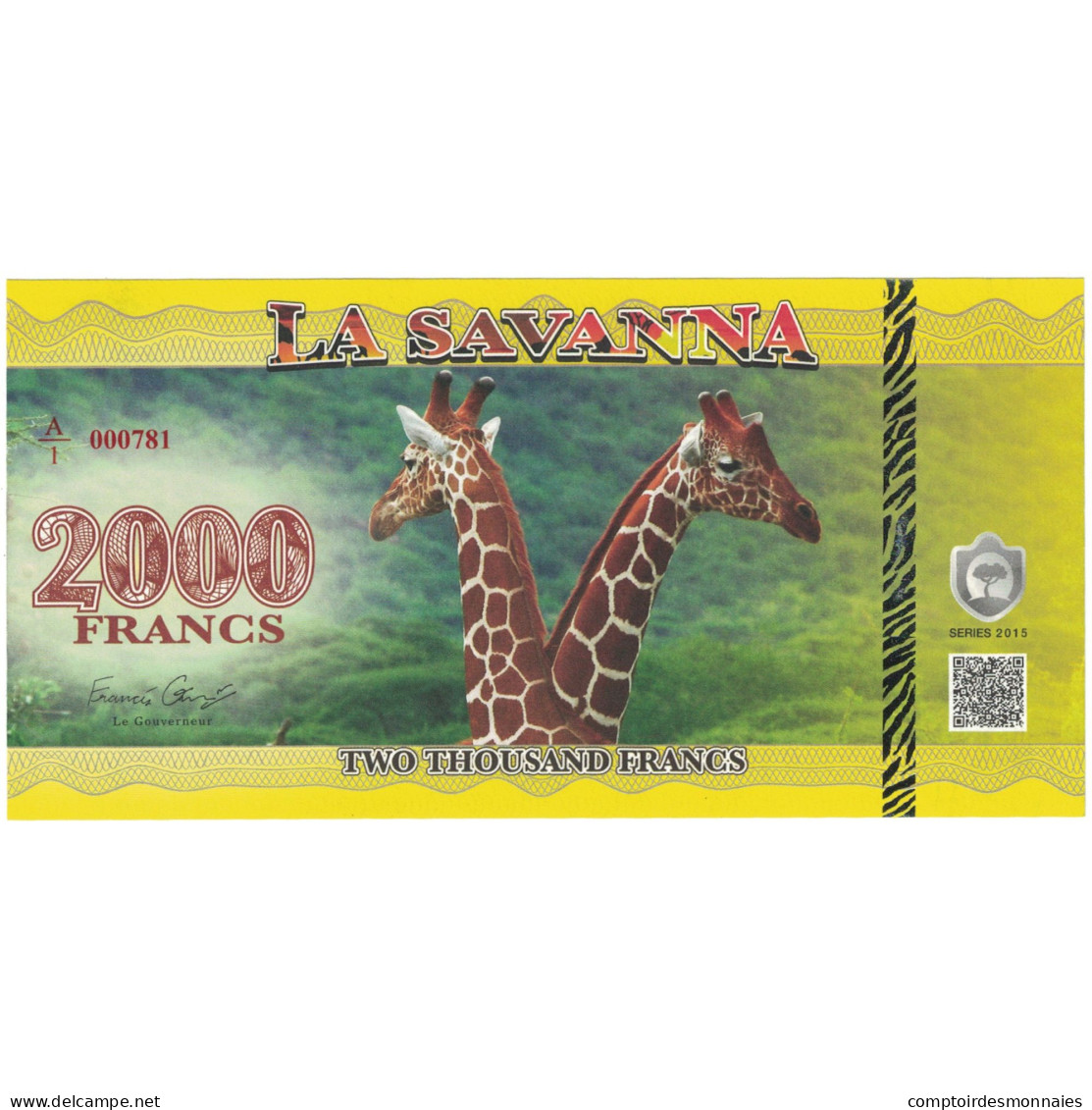 Billet, France, 2000 Francs, JURASSIC BANK 35 DIN, NEUF - [ 7] Errors & Varieties