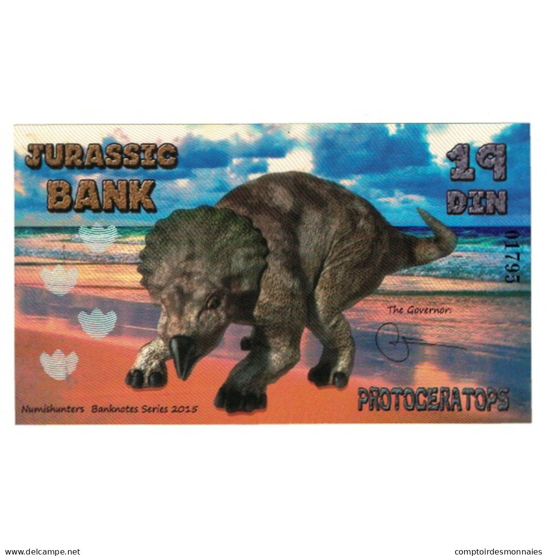 Billet, Espagne, Billet Touristique, 2015, JURASSIC BANK 19 DIN, NEUF - [ 7] Fehldrucke