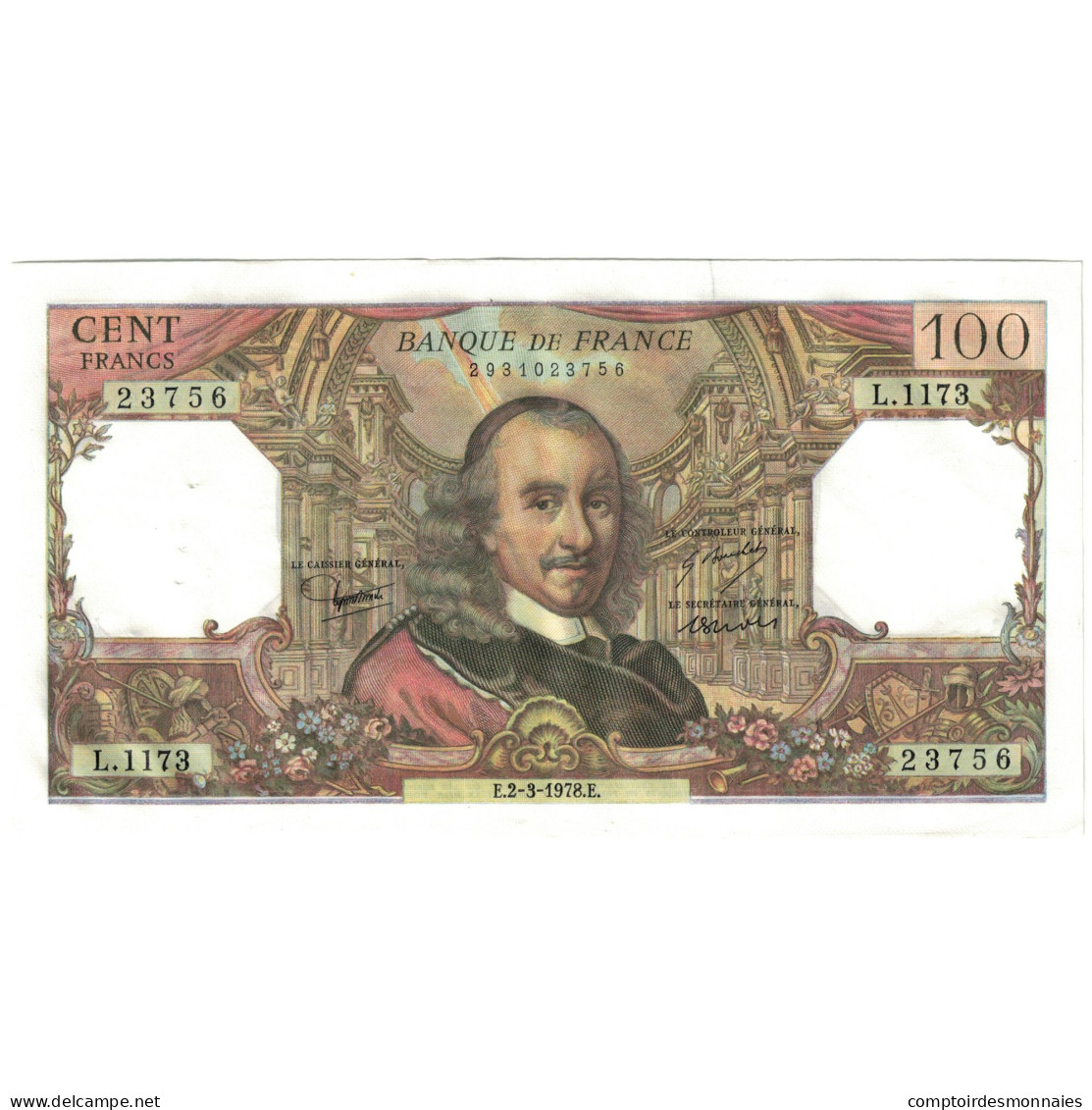 France, 100 Francs, Corneille, 1978, L.1173 23756, TTB, Fayette:65.62, KM:149b - 100 F 1964-1979 ''Corneille''