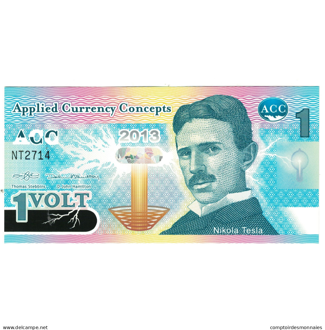 Billet, États-Unis, 2013, 1 VOLT NIKOLA TESLA, NEUF - Unidentified