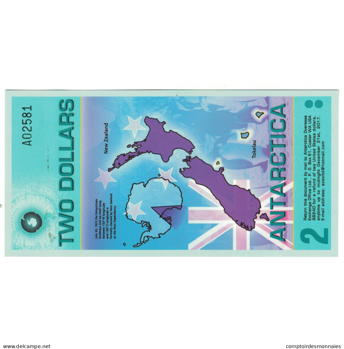 Billet, Antarctic, 2 Dollars, 2014, 2014-09-10, NEUF - Sonstige – Amerika