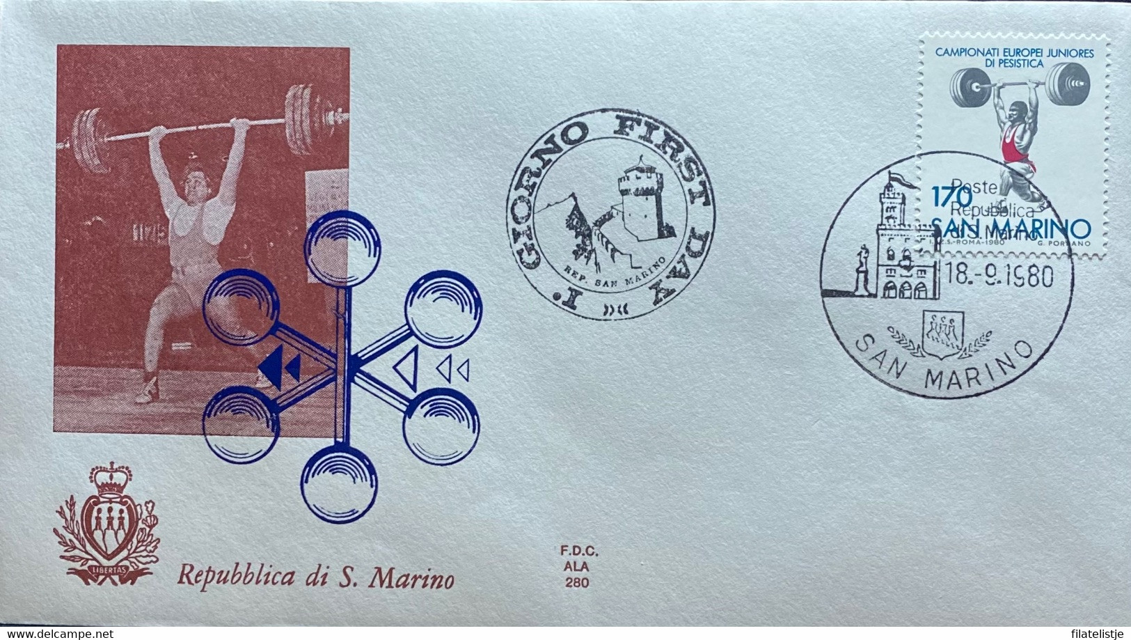 San Marino FDC Zegelnrs 1221  Uit 1980 - FDC