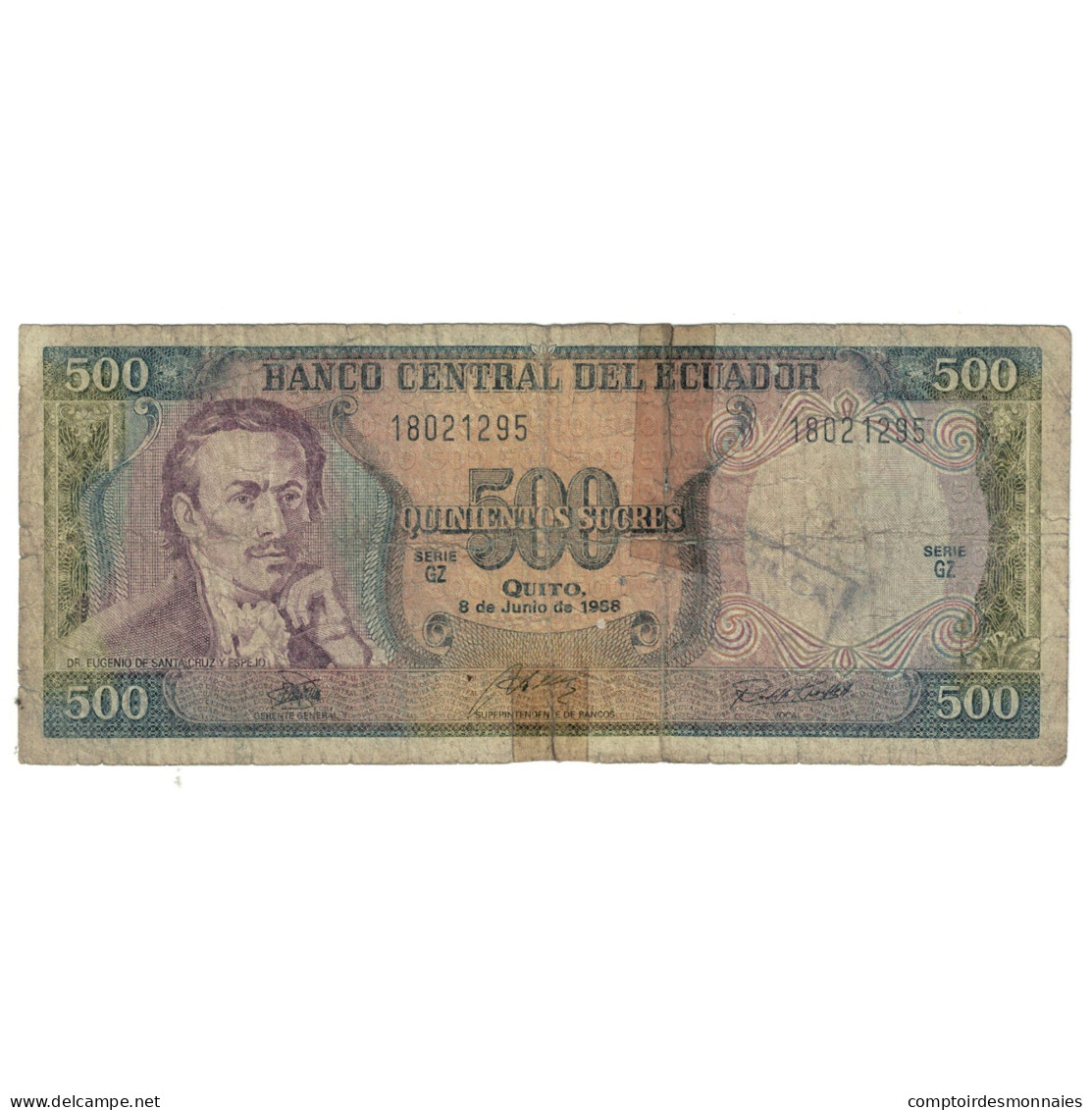 Billet, Équateur, 500 Sucres, 1988, 1988-06-08, KM:124Aa, TB - Ecuador