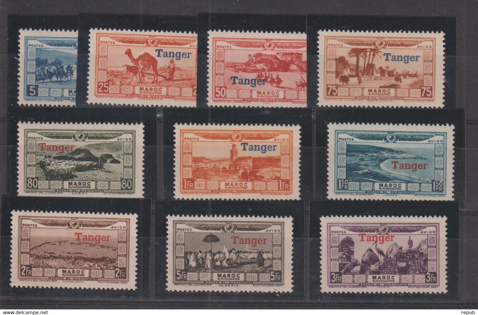 Maroc 1928 Au Profit Des Victimes Surcharge Tanger PA 22-31, 10 Val ** MNH - Airmail
