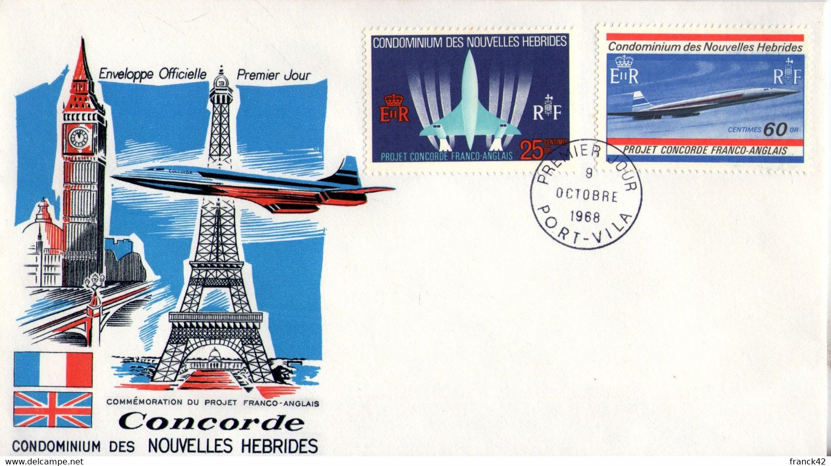 Nouvelles Hébrides. Enveloppe Fdc. Le Concorde 1968 - FDC