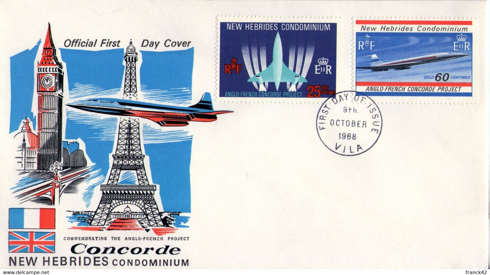 Nouvelles Hébrides. Enveloppe Fdc. Le Concorde 1968 - FDC