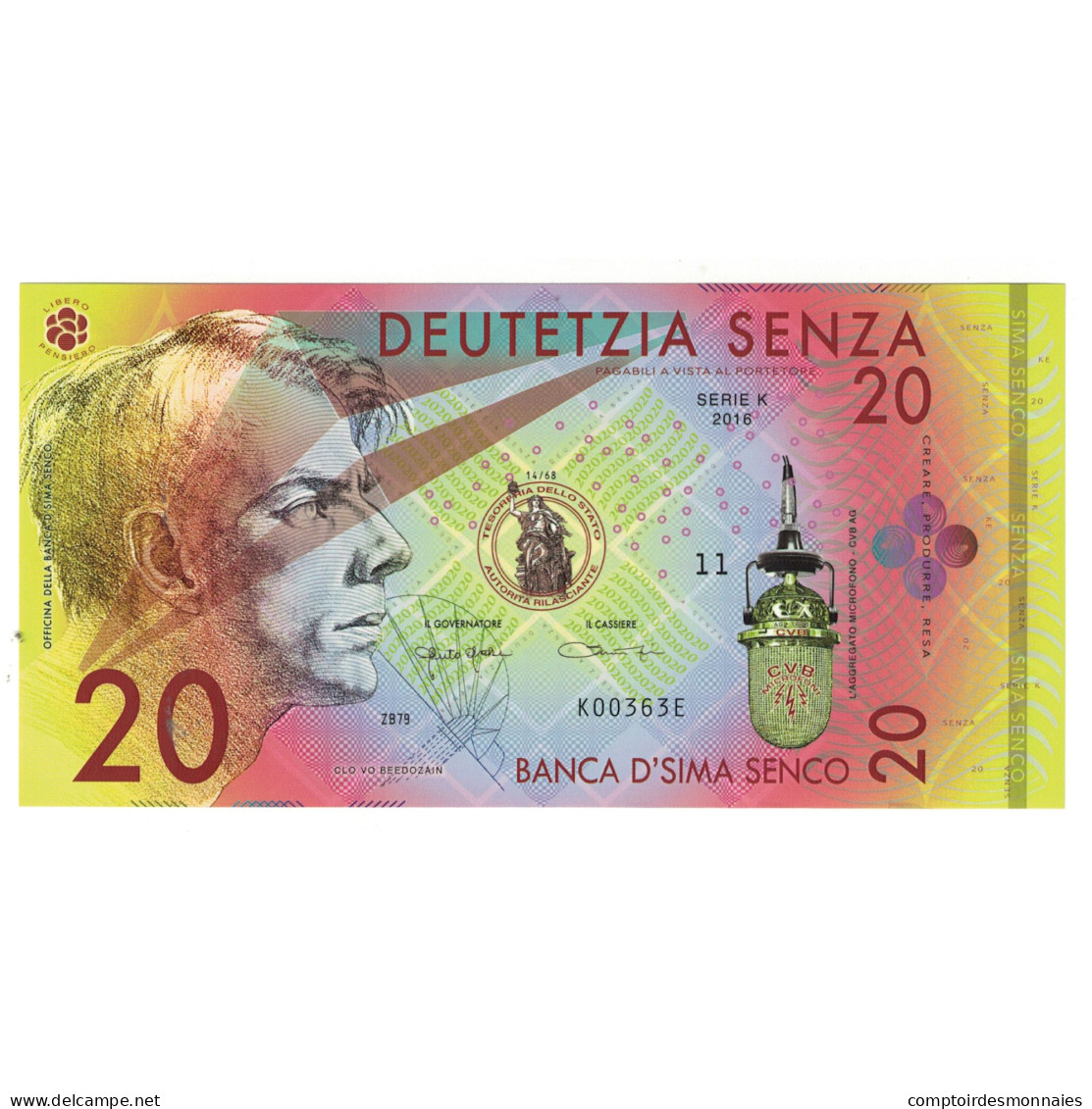 Billet, Italie, Billet Touristique, 2016, 20 SENZA, NEUF - [ 8] Fictifs & Specimens