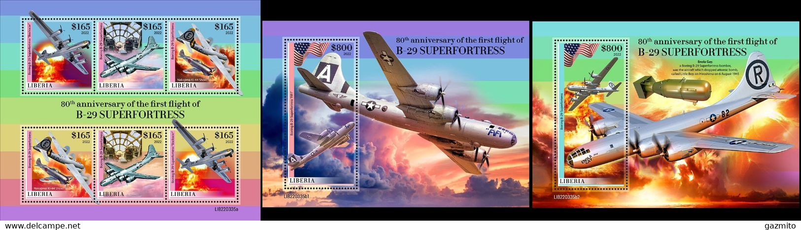 Liberia 2022, Planes, Atomic Bomb, 6val In BF+2BF - Atomo