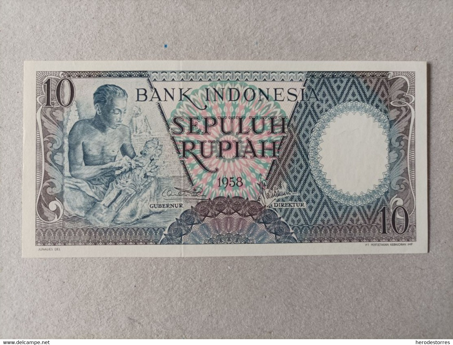 Billete De Indonesia De 10 Rupias, Año 1958, UNC - Indonésie