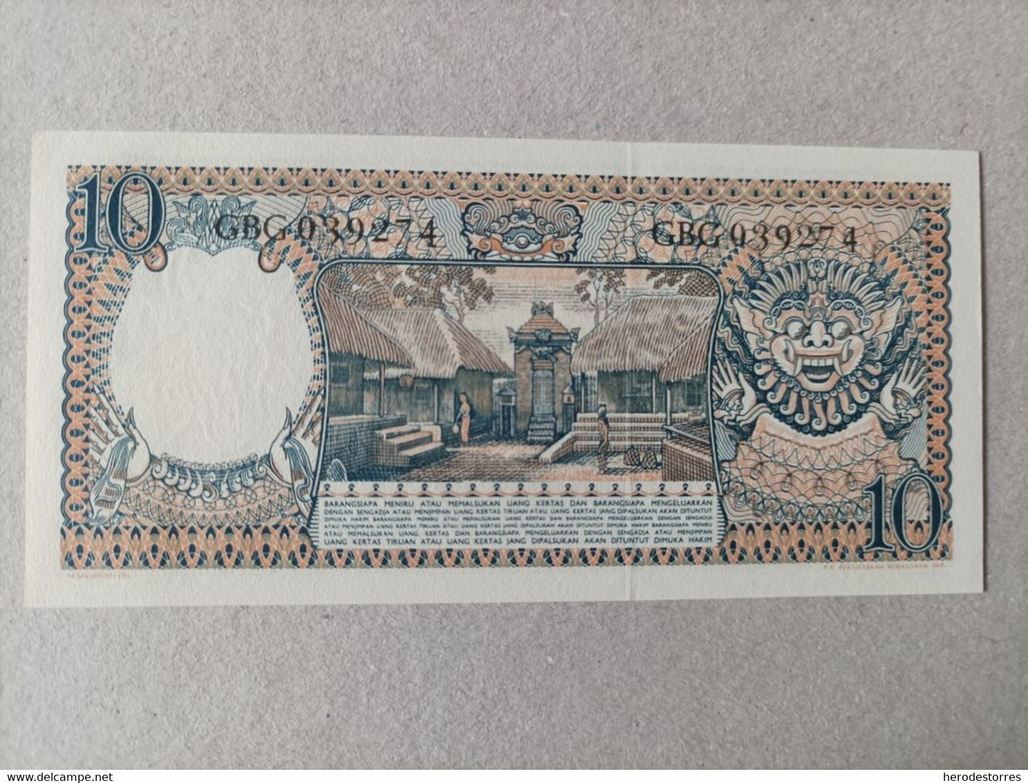 Billete De Indonesia De 10 Rupias, Año 1958, UNC - Indonésie