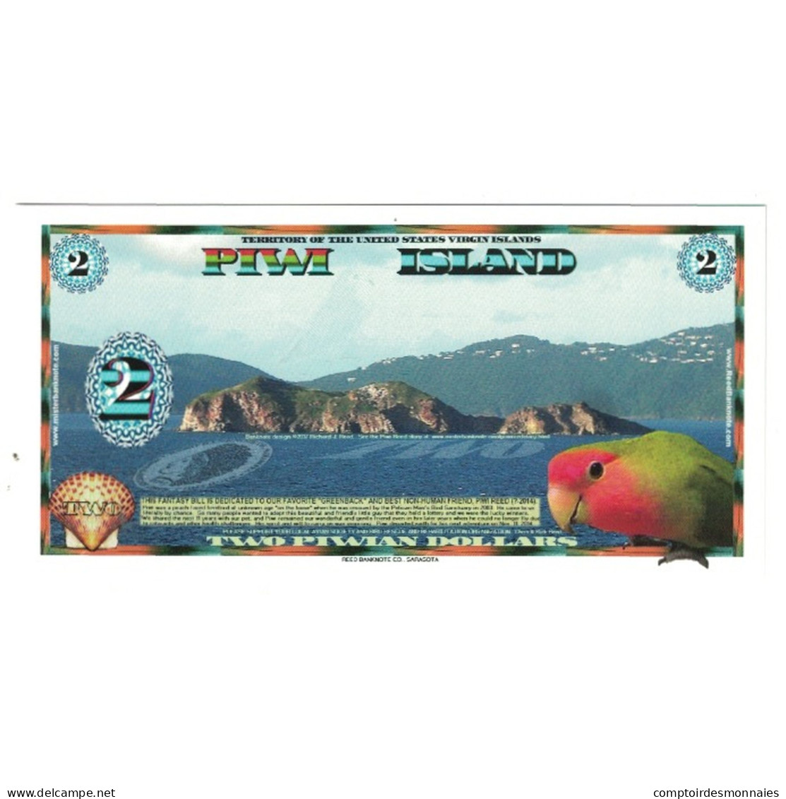 Billet, États-Unis, 2 Dollars, 2017, 2017-12-25, PIWI ISLAND, NEUF - Zu Identifizieren