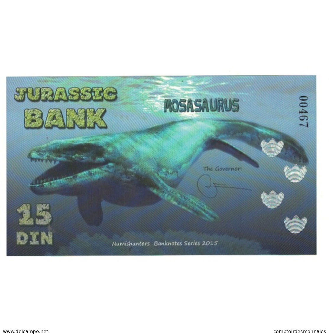 Billet, Espagne, Billet Touristique, 2015, JURASSIC BANK 15 DIN, NEUF - [ 7] Fehldrucke