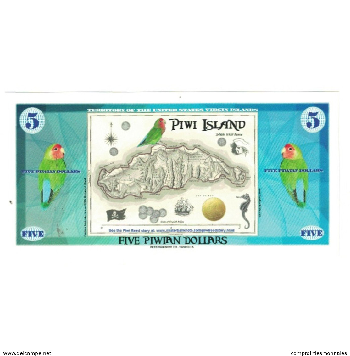 Billet, États-Unis, 5 Dollars, 2017, 2017-12-25, PIWI ISLAND, NEUF - A Identifier