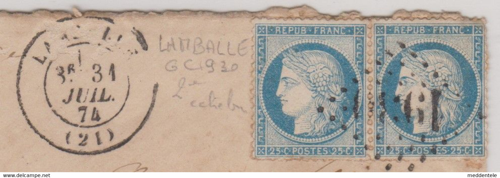 Lettre De LAMBALLE (GC 1930) 31/07/1874 Vers St-GILLES Près St-PAUL (Ile BOURBON) Marseilles/Voie De Suez Pr25cts N°60 - Lettres & Documents