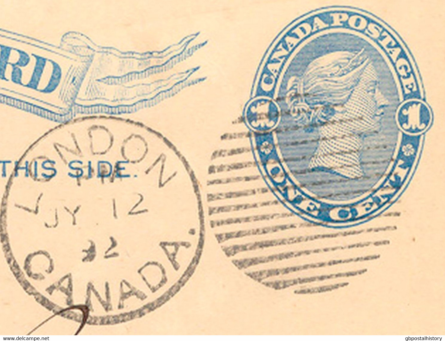 CANADA 1892, QV 1 C. Blue Superb Printed To Order Postal Stationery Postcard Of The Bank Of Montreal With Beautiful Dumb - Covers & Documents