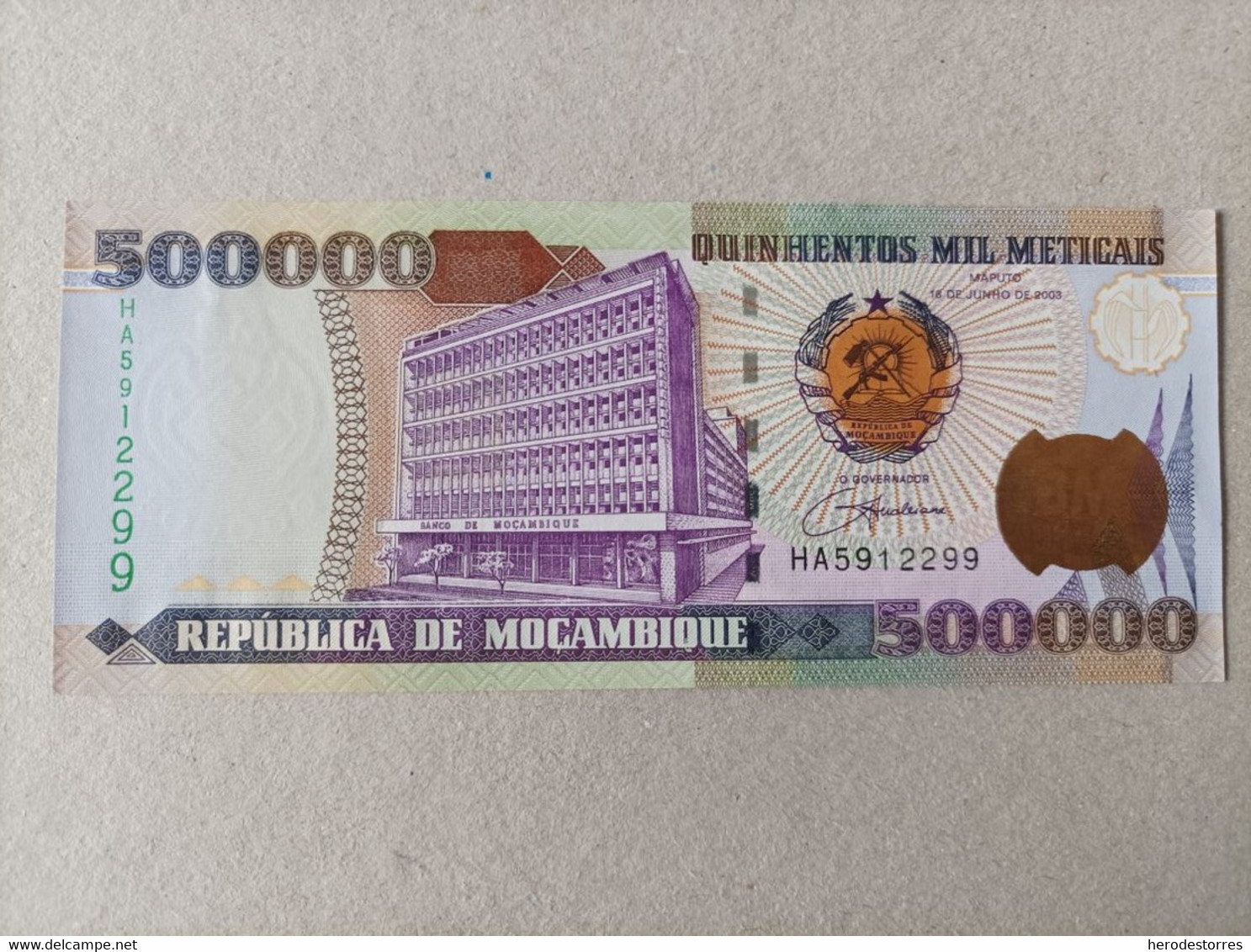 Billete De Mozambique 500000 Meticais, Año 2003, UNCIRCULATED - Mozambique