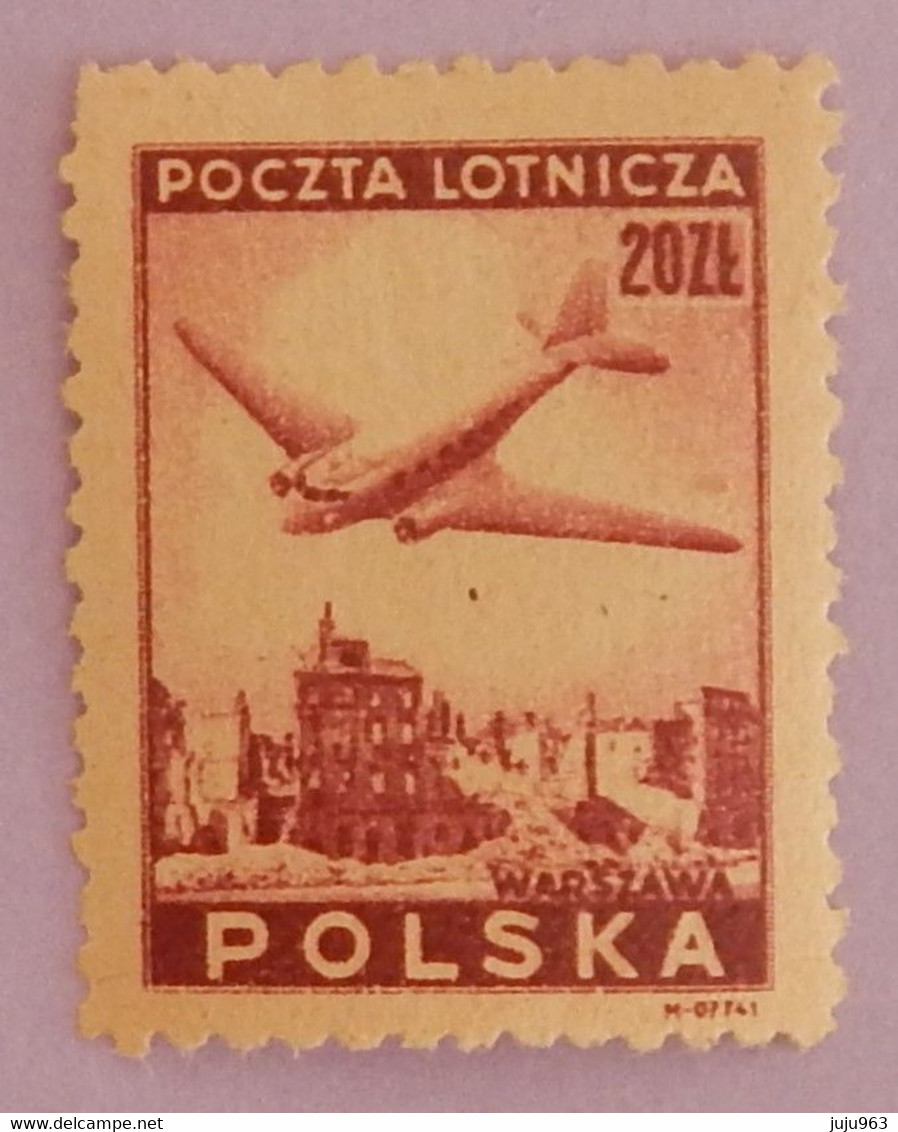 POLOGNE YT PA 13 NEUF*MH "AVION SURVOLANT VARSOVIE"  ANNÉE 1946 - Ongebruikt