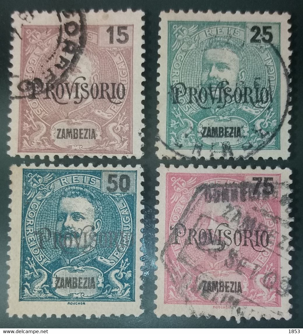 D.CARLOS I , COM SOBRECARGA PROVISÓRIO CE42/45 SERIE COMPLETA EM USADO - Sambesi (Zambezi)