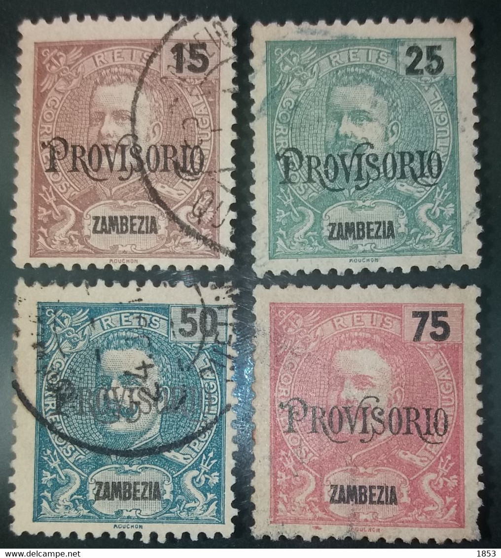 D.CARLOS I , COM SOBRECARGA PROVISÓRIO CE42/45 SERIE COMPLETA EM USADO - Sambesi (Zambezi)