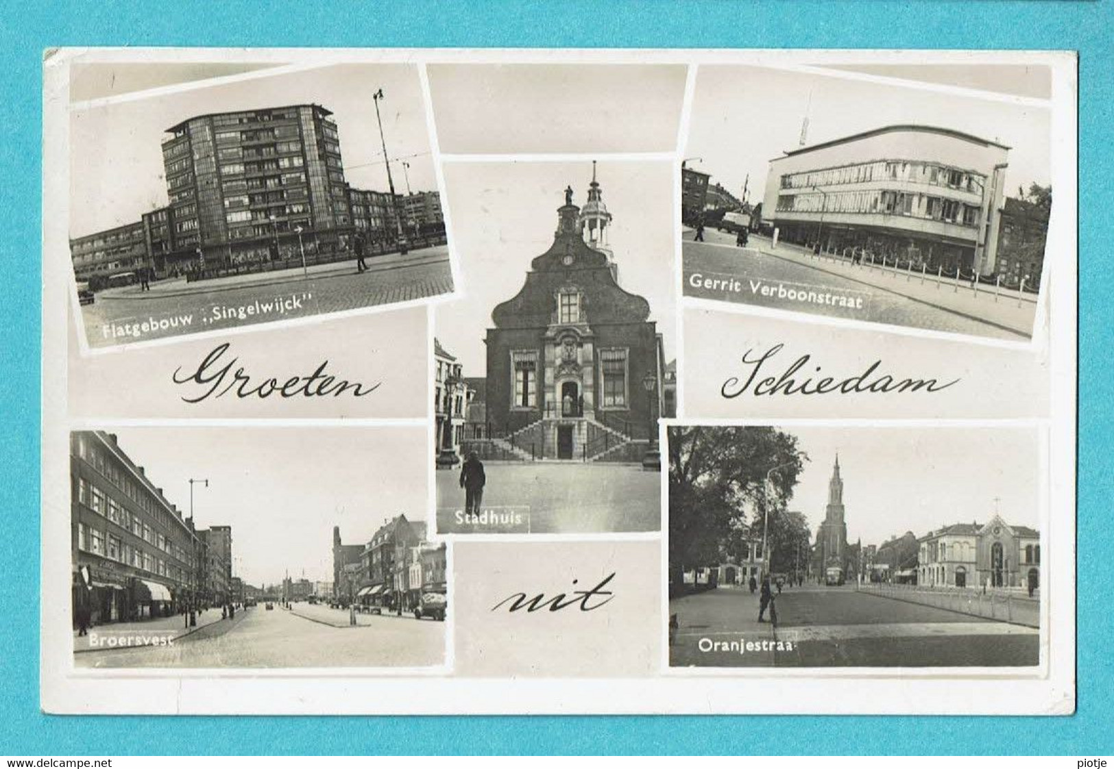 * Schiedam (Zuid Holland - Nederland) * (Uitgave J. Sleding - Fotokaart) Groeten Uit Schiedam, Singelwijck, Oranjestraat - Schiedam