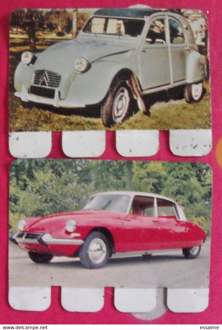 Citroën DS19, 2 CV AZL. 2 Plaquettes En Tôle COOP N° 10,26. "l'auto à Travers Les âges" - Tin Signs (after1960)