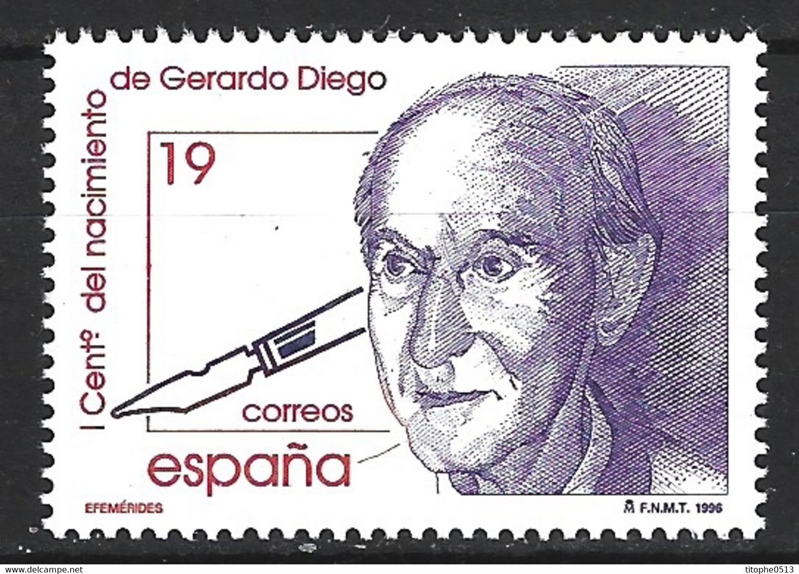 ESPAGNE. N°3026 De 1996. Poète Gerardo Diego. - Writers