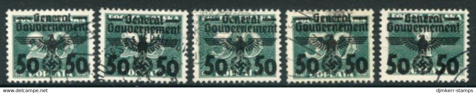 GENERAL GOVERNMENT 1940  Overprint On Postage Dues Used   Michel 35-39 - Gobierno General