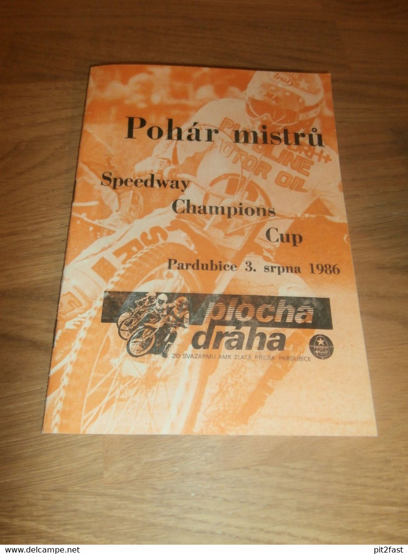 Speedway WM Pardubice , 3.8.1986, Programmheft / Programm / Rennprogramm , Program !!! - Motos