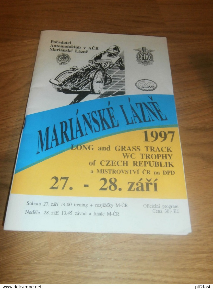 Langbahn WM Marianske Lazne / Marienbad , 28.9.1997 , Grasbahn , Programmheft / Programm / Rennprogramm , Program !!! - Motos