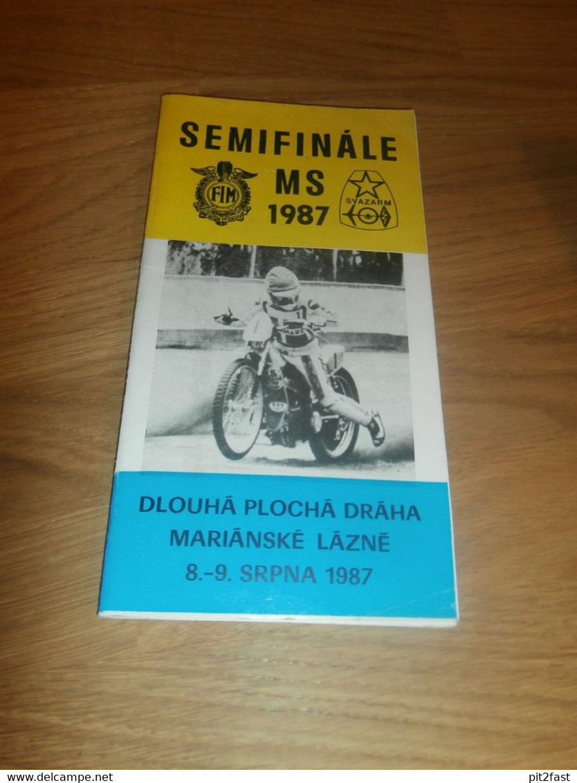 Langbahn WM Marianske Lazne / Marienbad , 8.8.1987 , Grasbahn , Programmheft / Programm / Rennprogramm , Program !!! - Motos