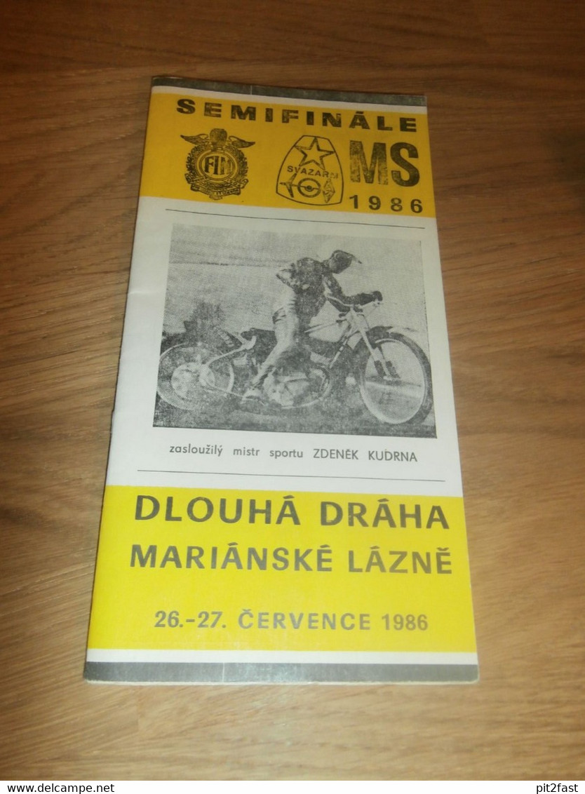 Langbahn WM Marianske Lazne / Marienbad , 27.7.1986 , Grasbahn , Programmheft / Programm / Rennprogramm , Program !!! - Motos