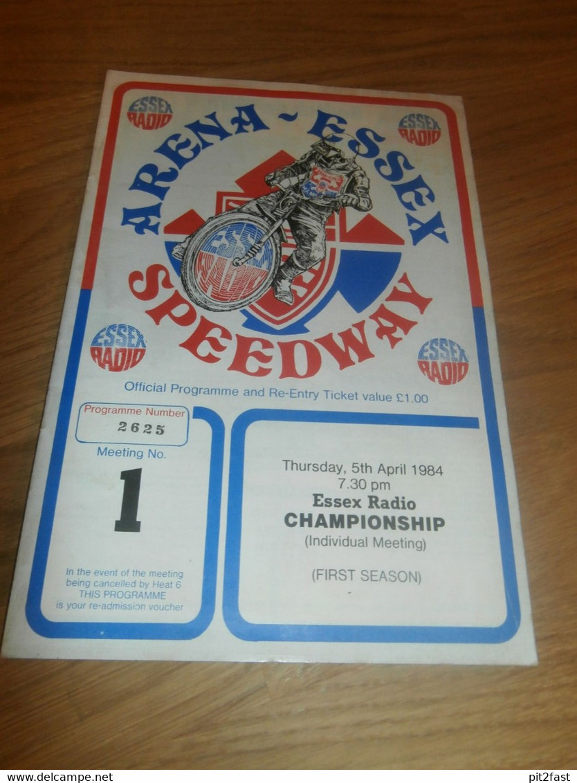 Speedway Essex 5.4.1984 , Programmheft / Programm / Rennprogramm , Program !!! - Motos