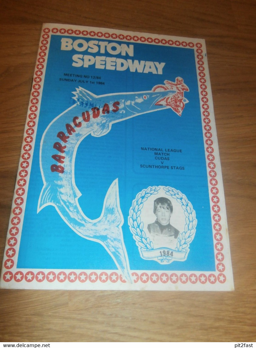 Speedway Boston 1.7.1984 , Scunthorpe , Programmheft / Programm / Rennprogramm , Program !!! - Motos