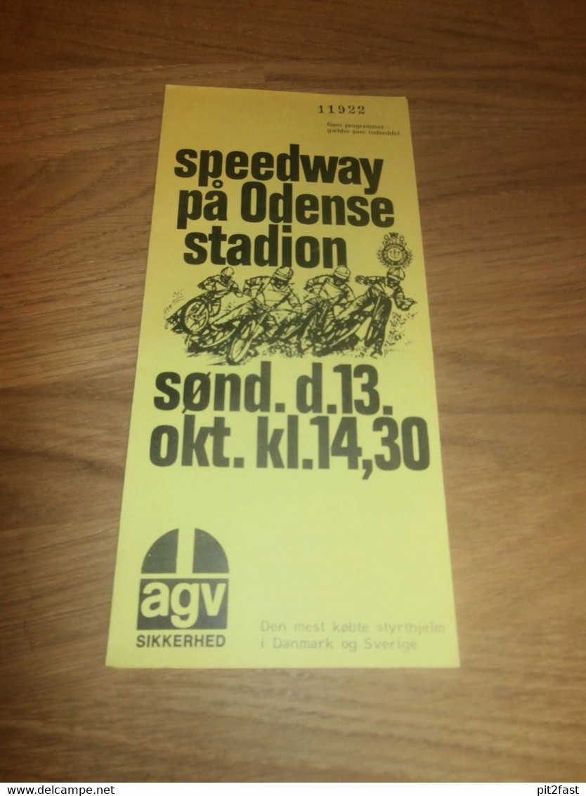 Speedway Odense 13.10., Programmheft / Programm / Rennprogramm , Program !!! - Motos