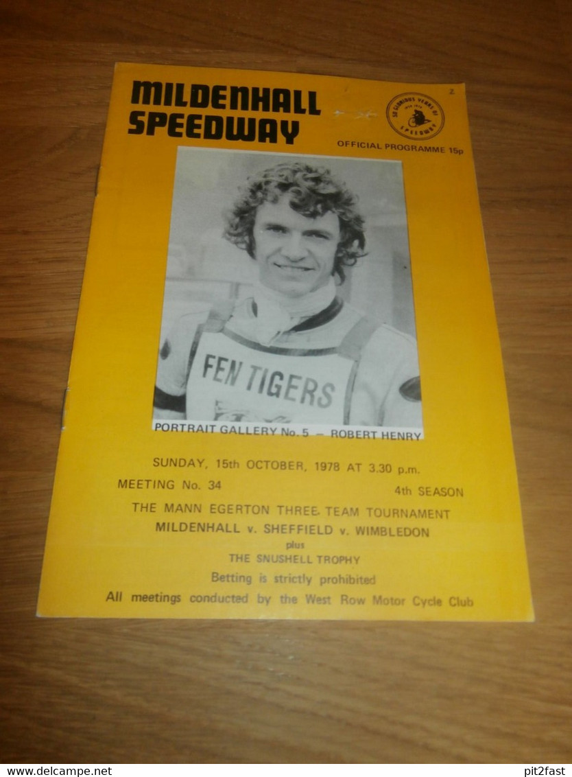 Speedway Mildenhall 15.10.1978 , Programmheft / Programm / Rennprogramm , Program !!! - Motos