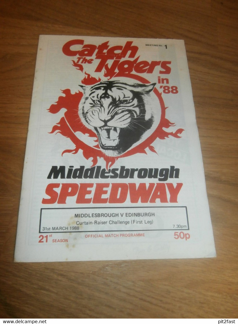 Speedway Middlesbrough 31.3.1988 , Edinburgh , Programmheft / Programm / Rennprogramm , Program !!! - Motos