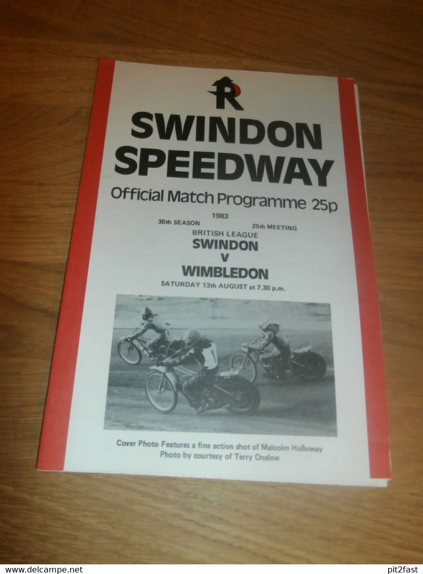 Speedway Swindon , 13.8.1983 , Wimbledon , Programmheft / Programm / Rennprogramm , Program !!! - Motos