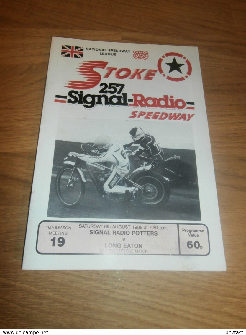 Speedway Stoke , 6.8.1988 , Long Eaton , Programmheft / Programm / Rennprogramm , Program !!! - Motos