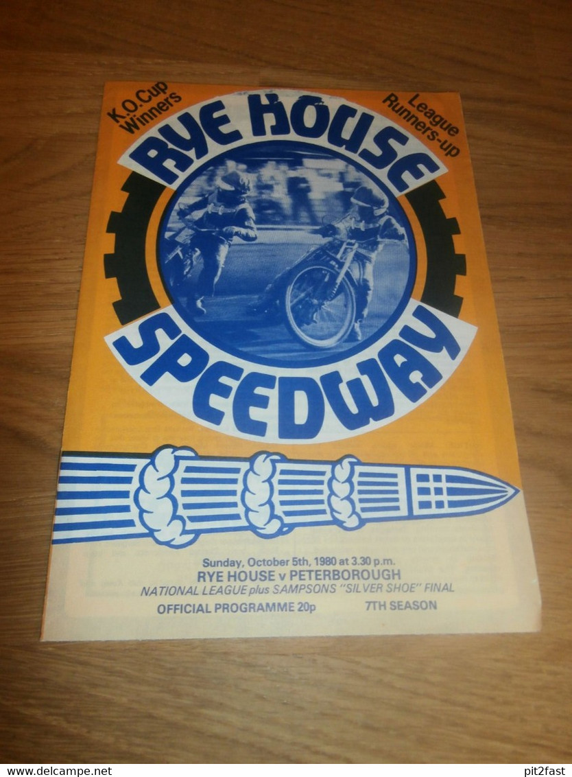 Speedway Rye House , 5.10.1980 , Peterborough , Programmheft / Programm / Rennprogramm , Program !!! - Motos