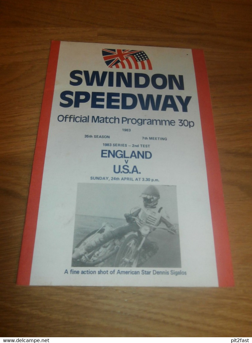 Speedway Swindon , 24.4.1983 , England Vs. USA , Programmheft / Programm / Rennprogramm , Program !!! - Motos