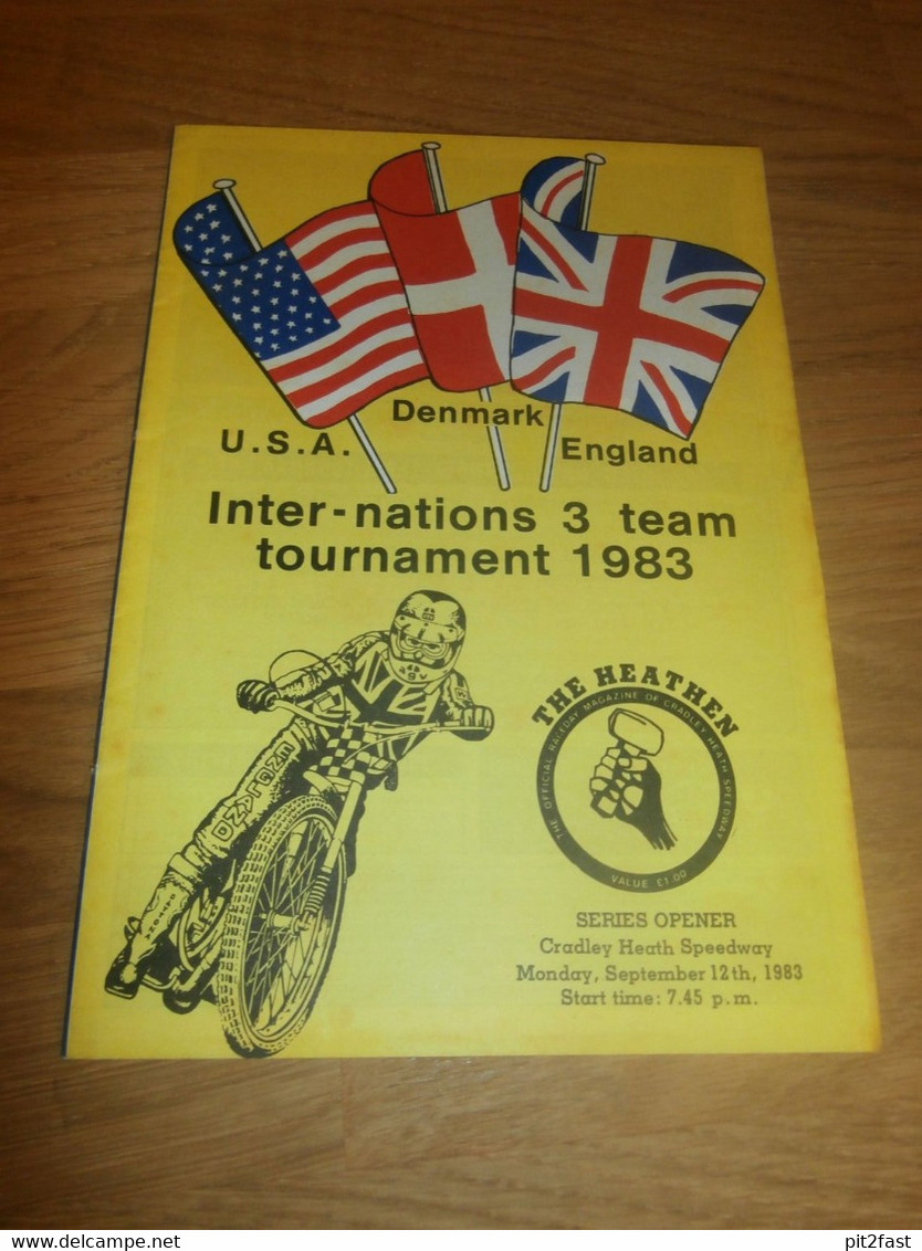Speedway Belle Vue , 12.9.1983 , England Vs. USA , Danmark , Programmheft / Programm / Rennprogramm , Program !!! - Motos