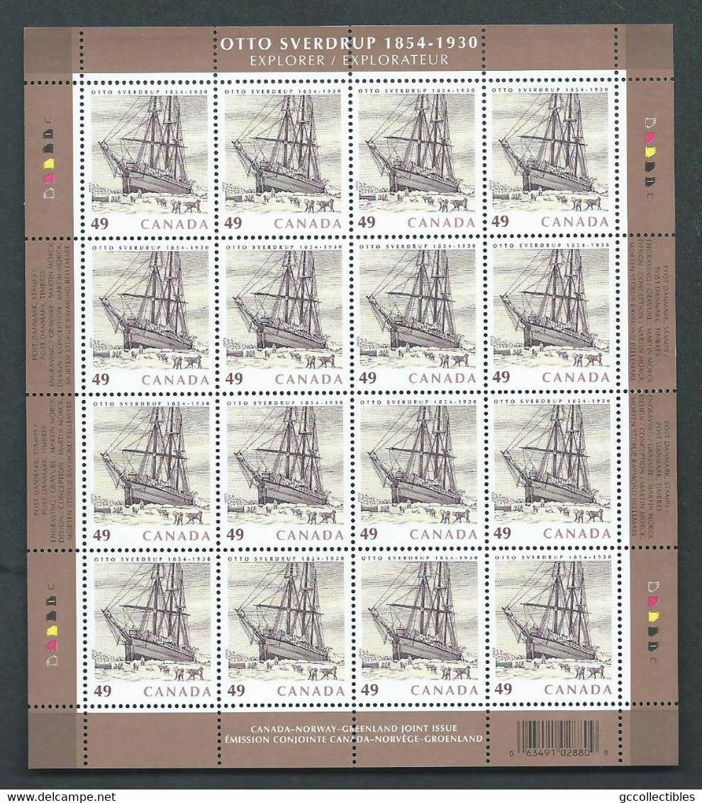 Canada # 2026 Full Pane Of 16 MNH - Otto Sverdrup - Feuilles Complètes Et Multiples