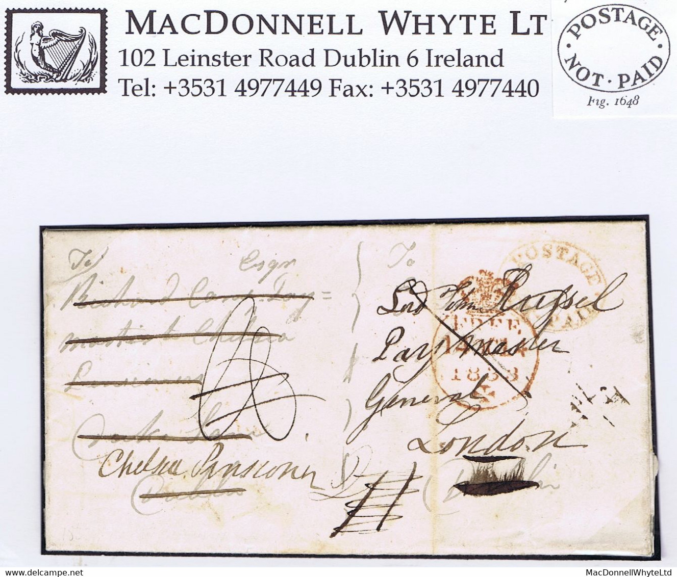 Ireland Donegal Military Dublin 1833 Letter From Sgt Cashon BALLYSHANNON/101 To Dublin, Oval POSTAGE *NOT*PAID* - Vorphilatelie