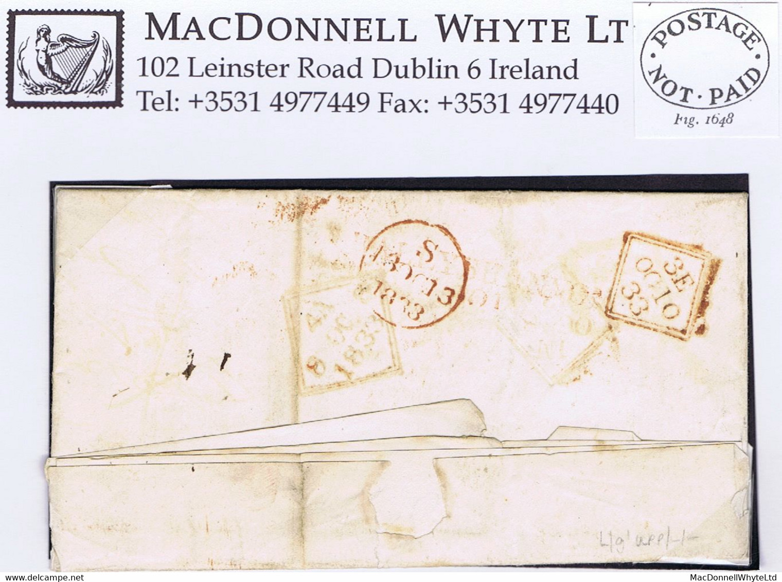 Ireland Donegal Military Dublin 1833 Letter From Sgt Cashon BALLYSHANNON/101 To Dublin, Oval POSTAGE *NOT*PAID* - Préphilatélie