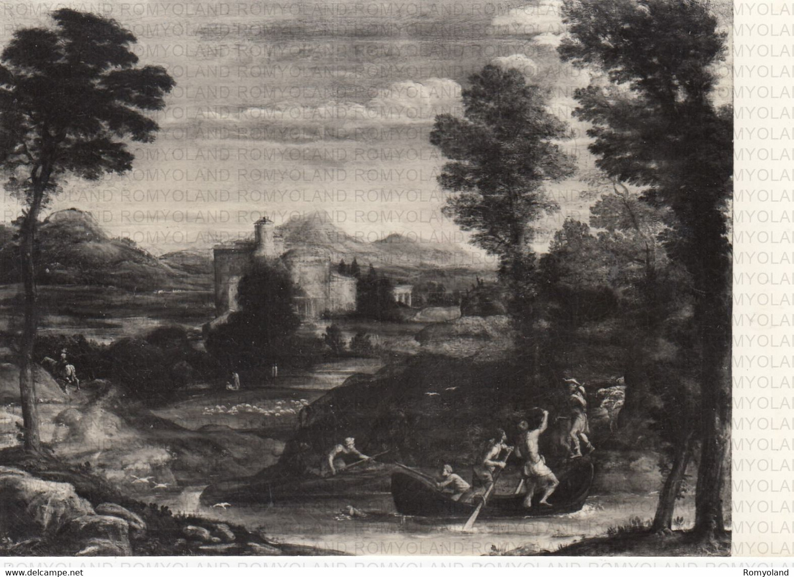 CARTOLINA  ROMA,LAZIO,GALLERIA DORIA-PAMPHILI-PAESAGGIO CON UNA SCENA DI CACCIA-ANNIBALE CARRACCI-NON VIAGGIATA - Exhibitions