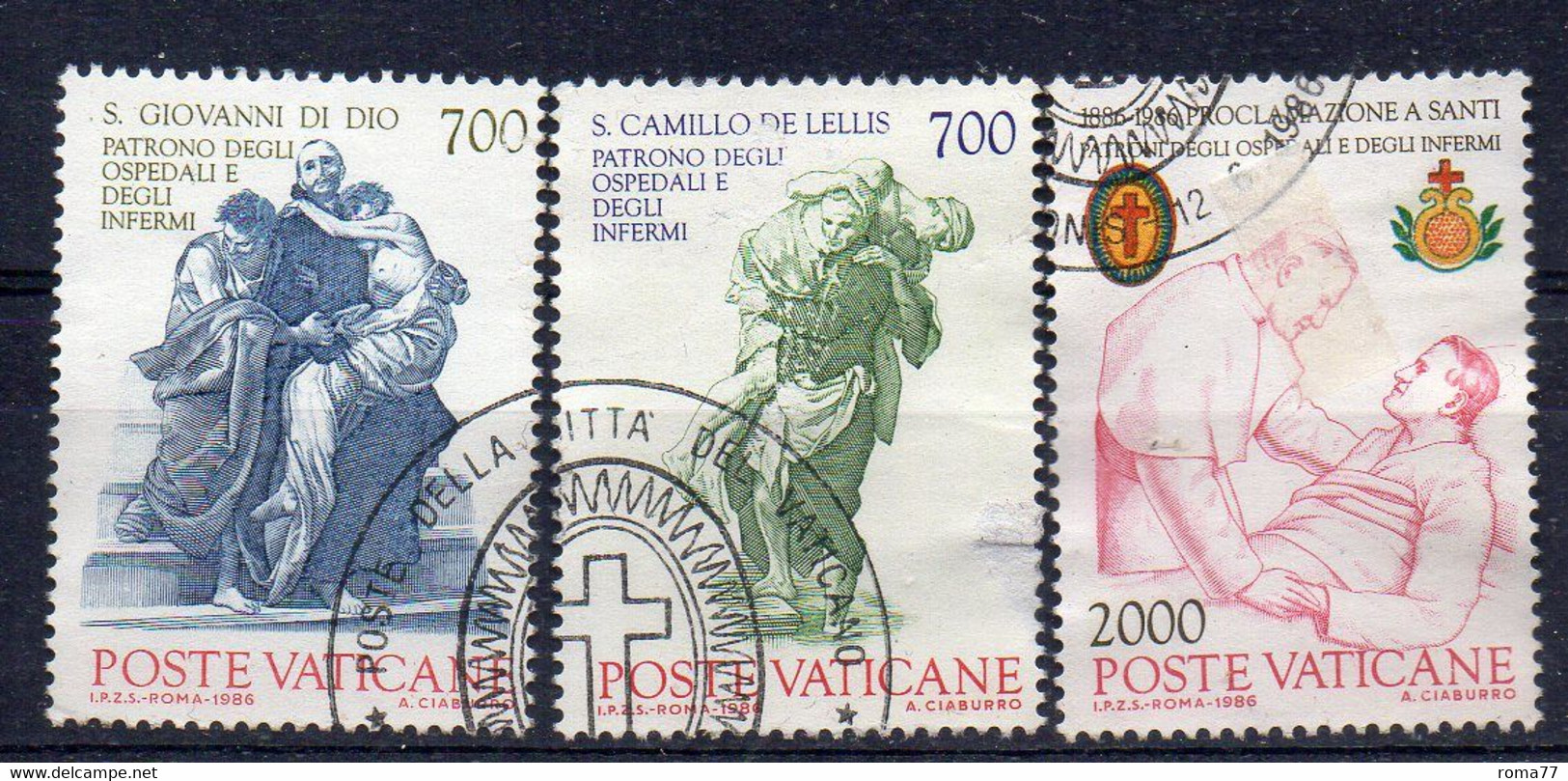 XP2610 - VATICANO 1986, 100mo DELLA PROCLAMAZIONE DEI SANTI CAMILLO DE LELLIS E GIOVANNI DI DIO Serie Usata - Used Stamps