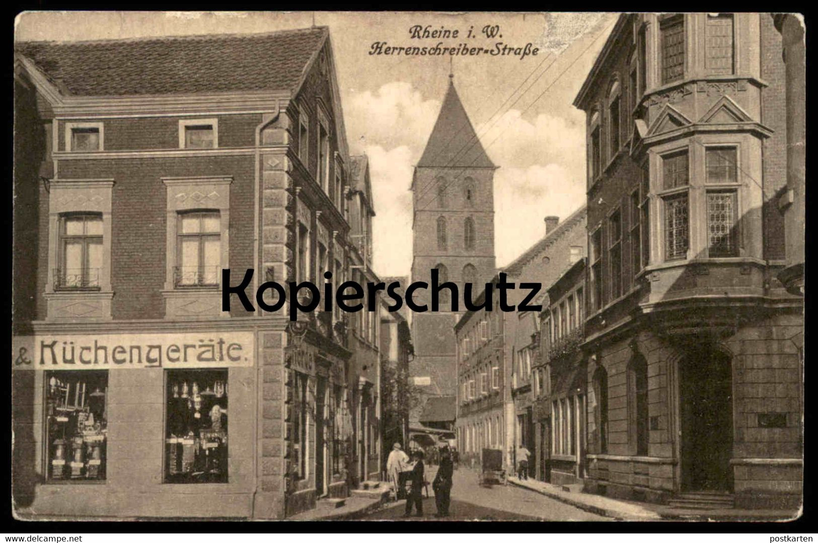 ALTE POSTKARTE RHEINE IN WESTFALEN HERRENSCHREIBER-STRASSE KÜCHENGERÄTE Herrenschreiberstrasse Ansichtskarte AK Postcard - Rheine