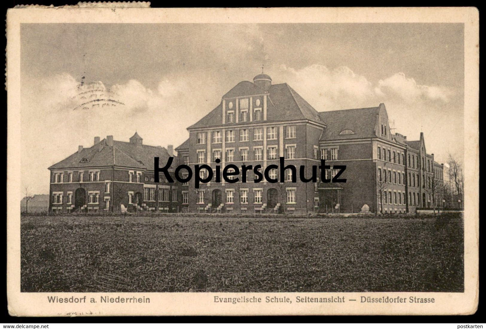 ALTE POSTKARTE LEVERKUSEN WIESDORF AM NIEDERRHEIN EVANGELISCHE SCHULE SEITENANSICHT DÜSSELDORFER STRASSE AK Cpa Postcard - Leverkusen